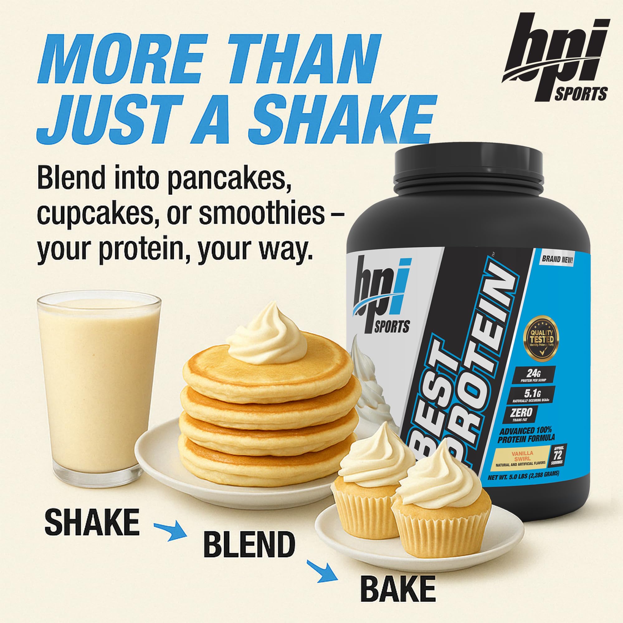 Shake Vanille Délice BPI avec texture onctueuse et goût supérieur.