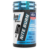 BPI Sports Nite Burn: bouteille visible, soutien potentiel sommeil et gestion du poids.