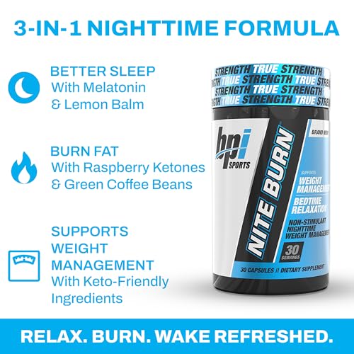 Gélules Nite Burn : prêtes pour le coucher, soutien potentiel à l'appétit.