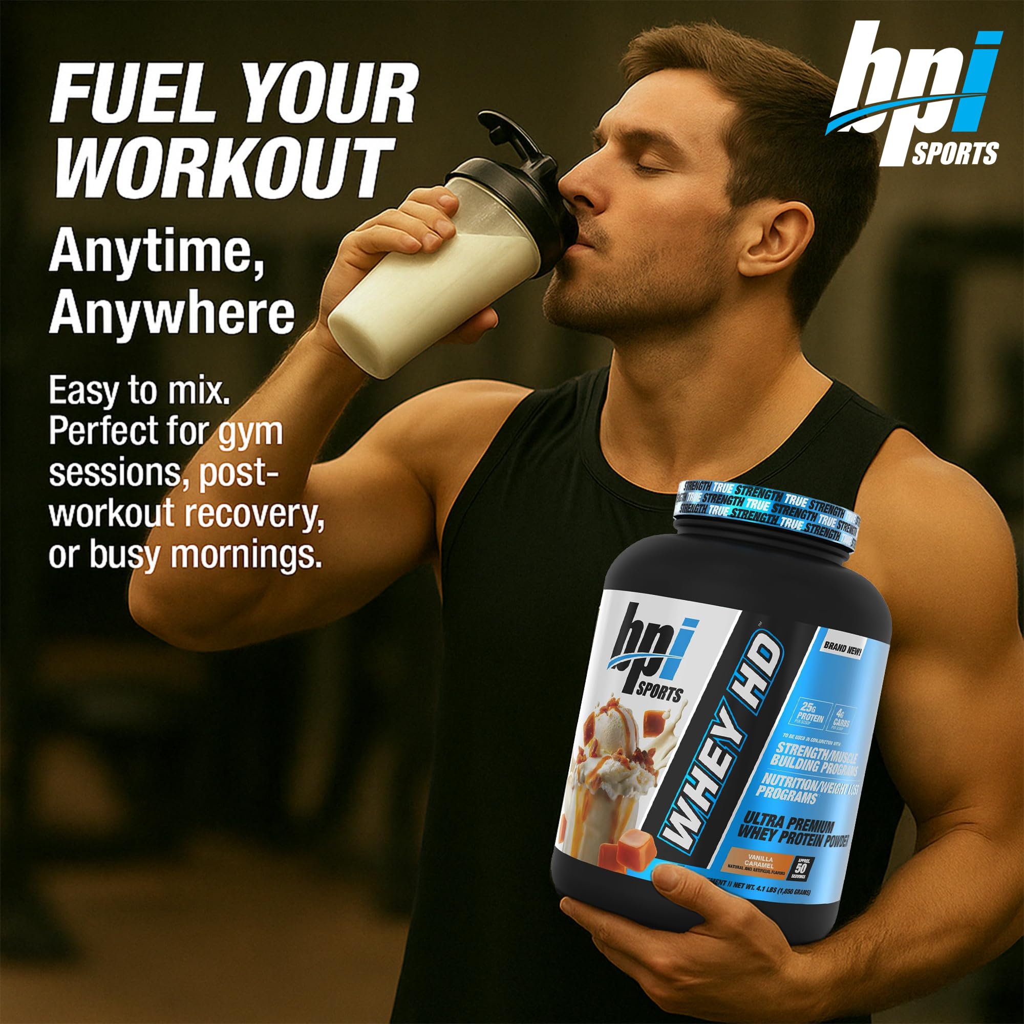 BPI Sports Whey HD iso, shaker élégant prêt à l'emploi