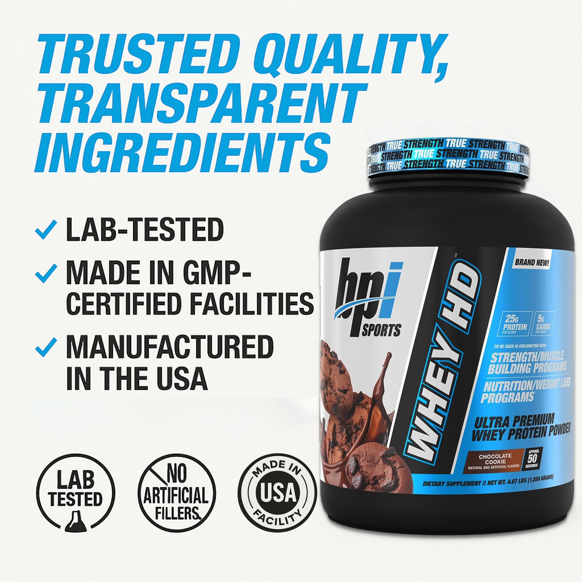 BPI Sports Whey HD Shaker Préparation Rapide, pratique lors des déplacements
