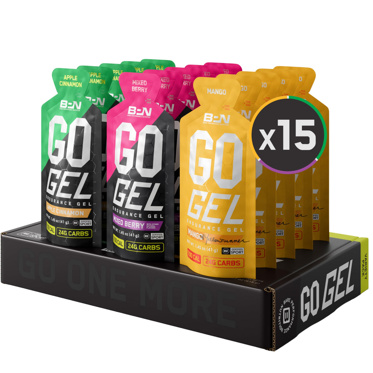 Gel BPN Go Endurance saveur Pomme Cannelle, emballage pratique pour course longue