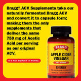 Bragg ACV Capsule - Dose quotidienne de trois capsules avec eau.