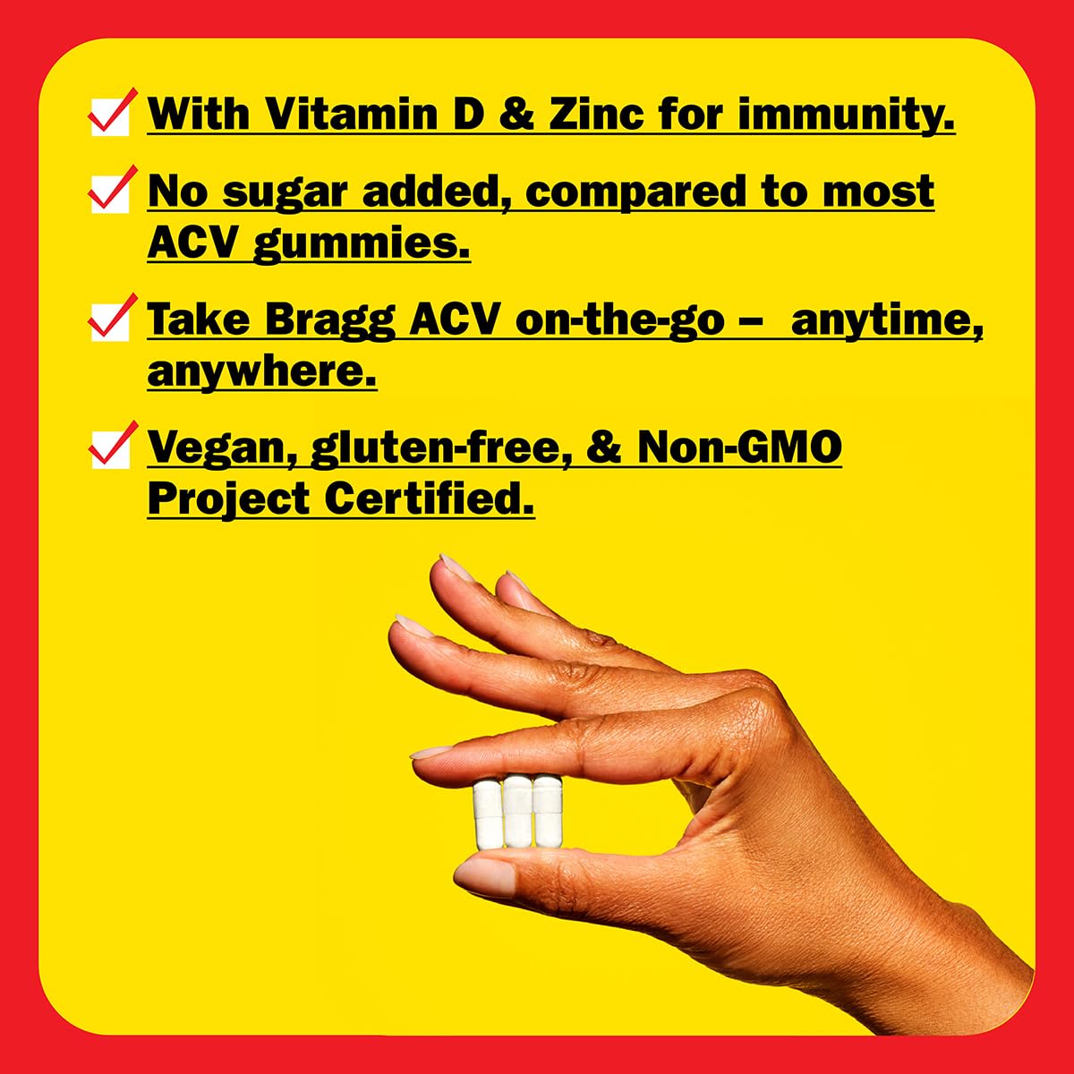 Vitamine D et zinc dans Bragg ACV pour soutenir l’immunité.