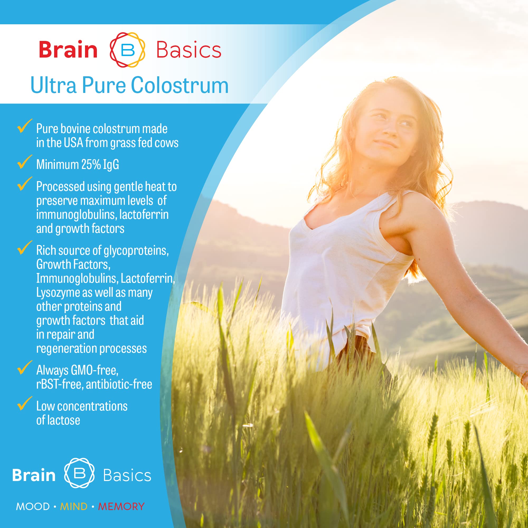 Poudre Brain Bean Colostrum avec lactoferrine pour protéines bio actives