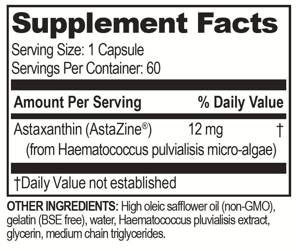 Brain Bean gélules Astaxanthin 12 mg, soutien potentiel pour la concentration et la fatigue oculaire.