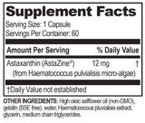 Brain Bean gélules Astaxanthin 12 mg, soutien potentiel pour la concentration et la fatigue oculaire.