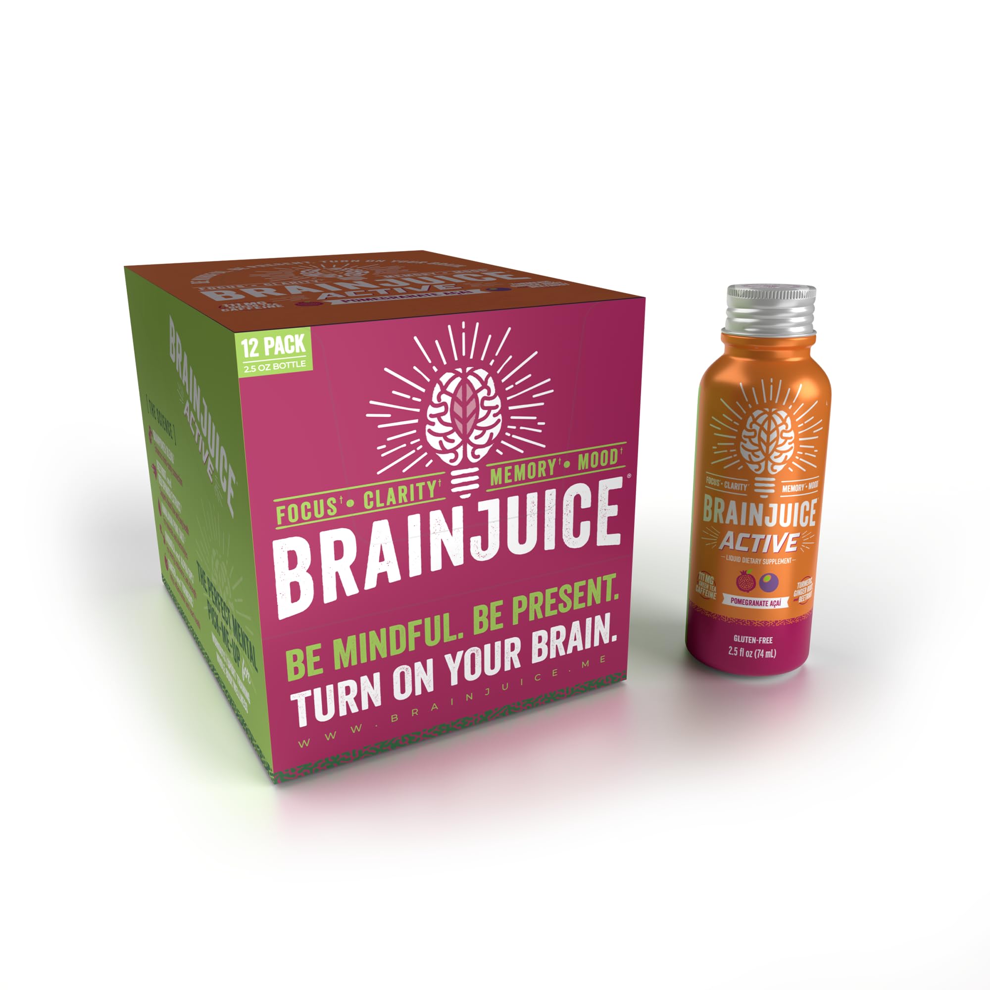 BrainJuice Active composition naturelle, ingrédients synergiques pour soutenir l'endurance et la récupération.