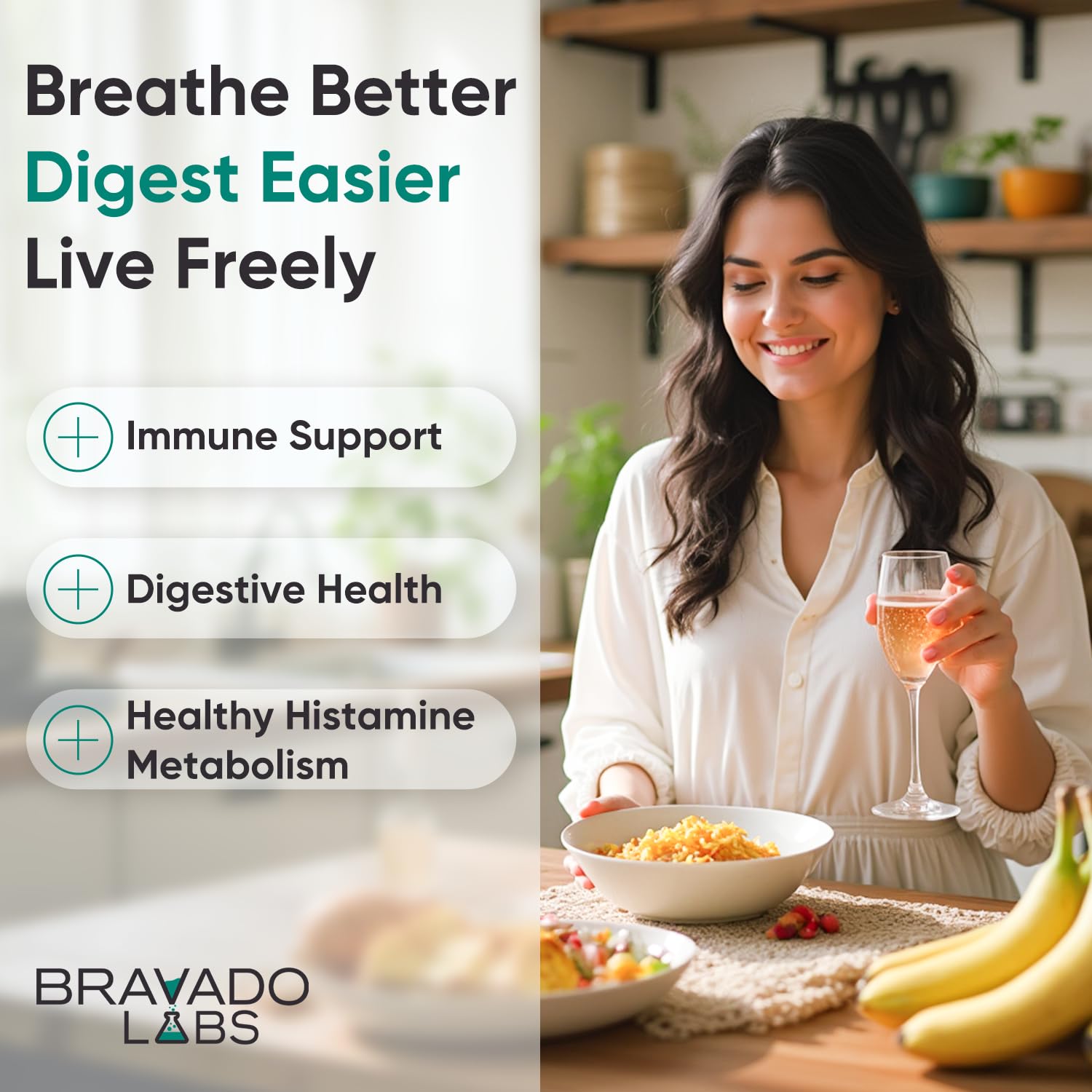 Soutien digestif des histamines après repas avec Bravado Labs