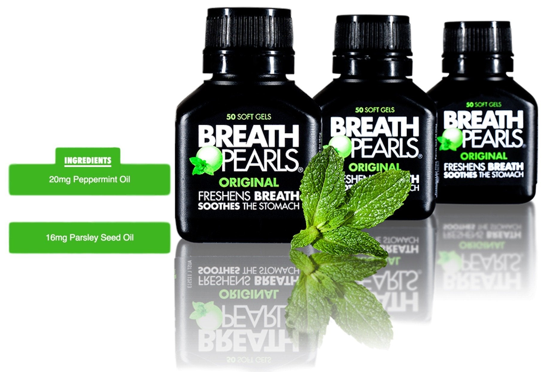 Breath Pearls Original – gélules sans alcool, sans arrière-goût.