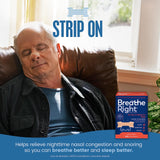 Bandes nasales Breathe Right posées sur le nez pour soulager rapidement la congestion.