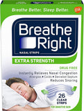 Breathe Right bandes nasales translucides montrées en action pour soulager la congestion nocturne.