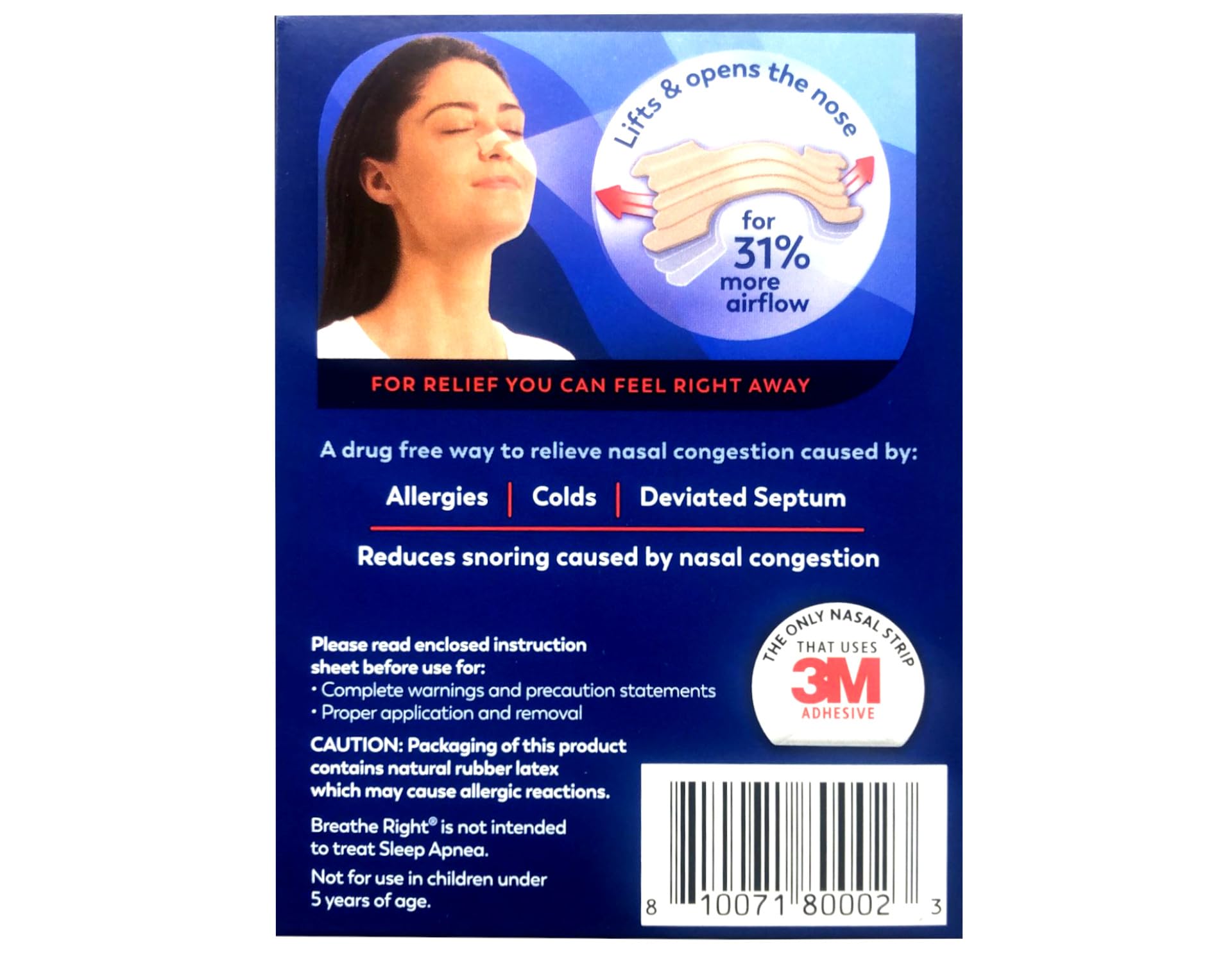Breathe Right Extra – emballage explicatif sans médicament.