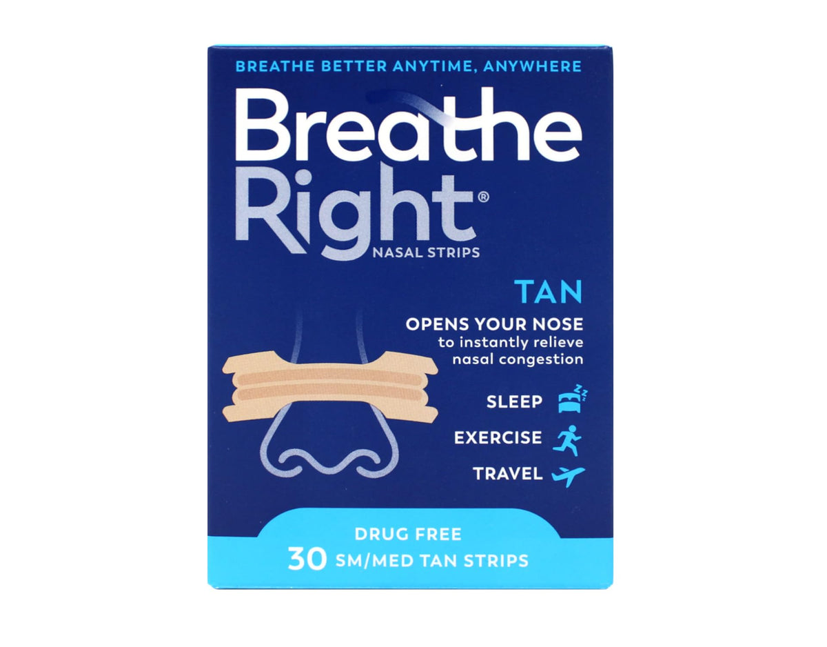 Breathe Right Original Tan emballage prêt à l'emploi.
