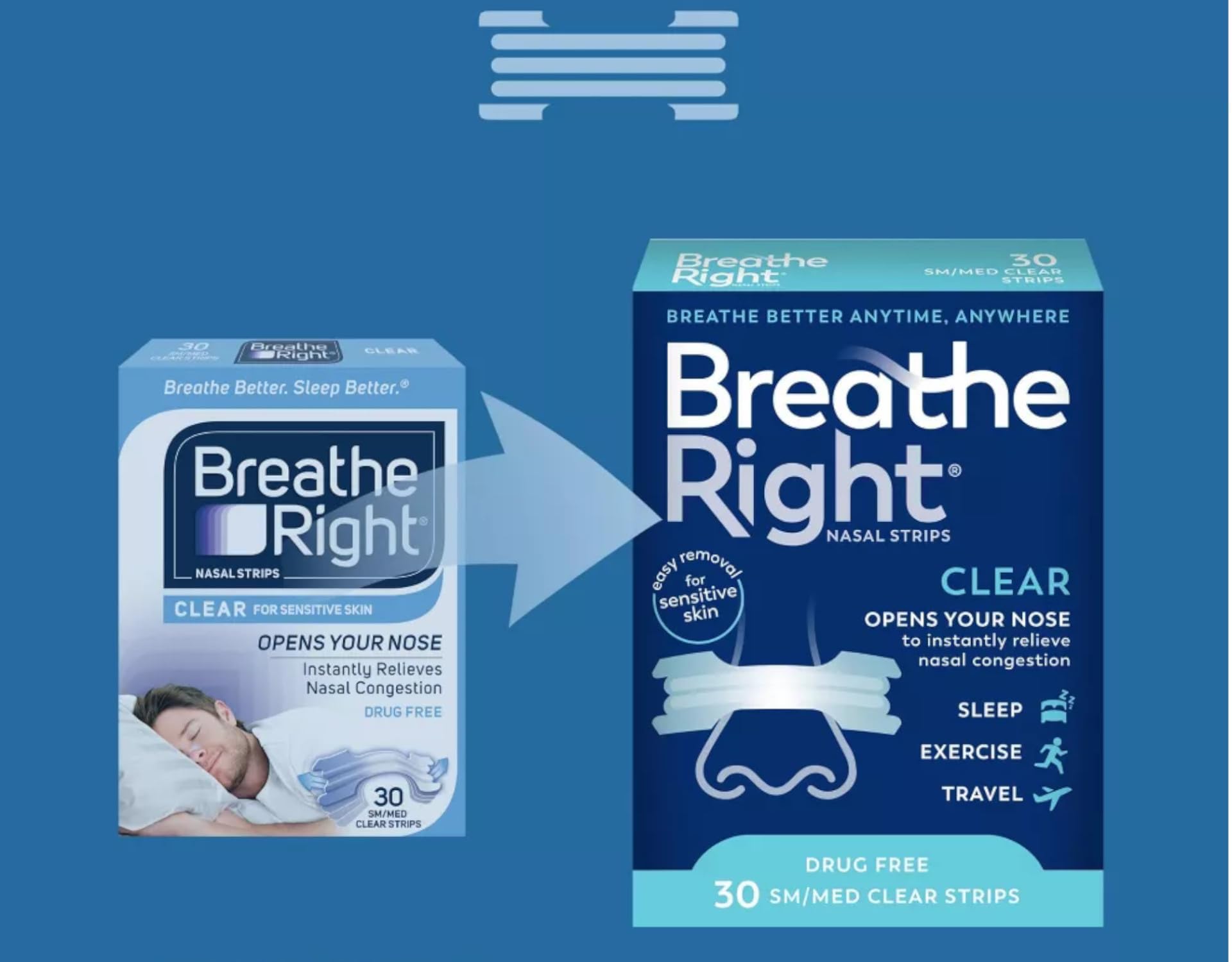 Augmentation possible du flux d’air avec les bandes nasales Breathe Right.