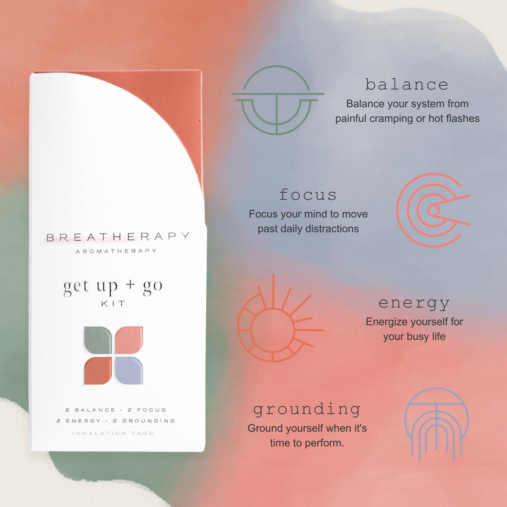 Breatherapy Get Up + Go Kit, pastille équilibre: esprit posé et calme potentiel.
