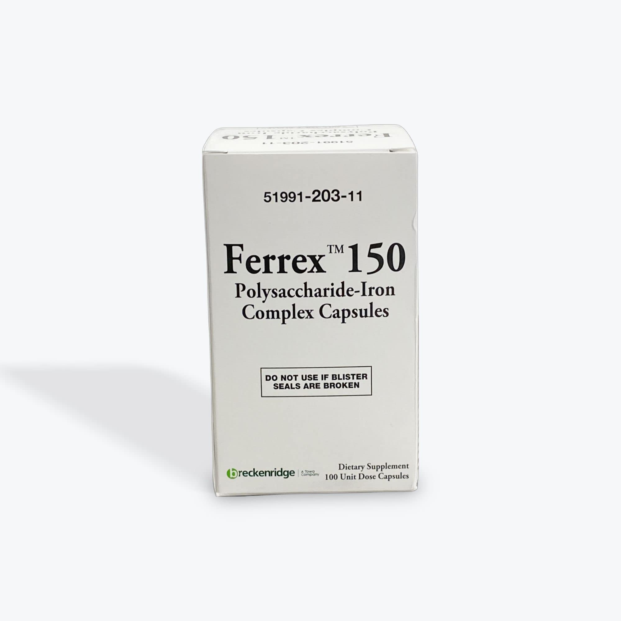 Breckenridge Ferrex 150 – capsules en bouteille, soutien potentiel du fer pour l'énergie