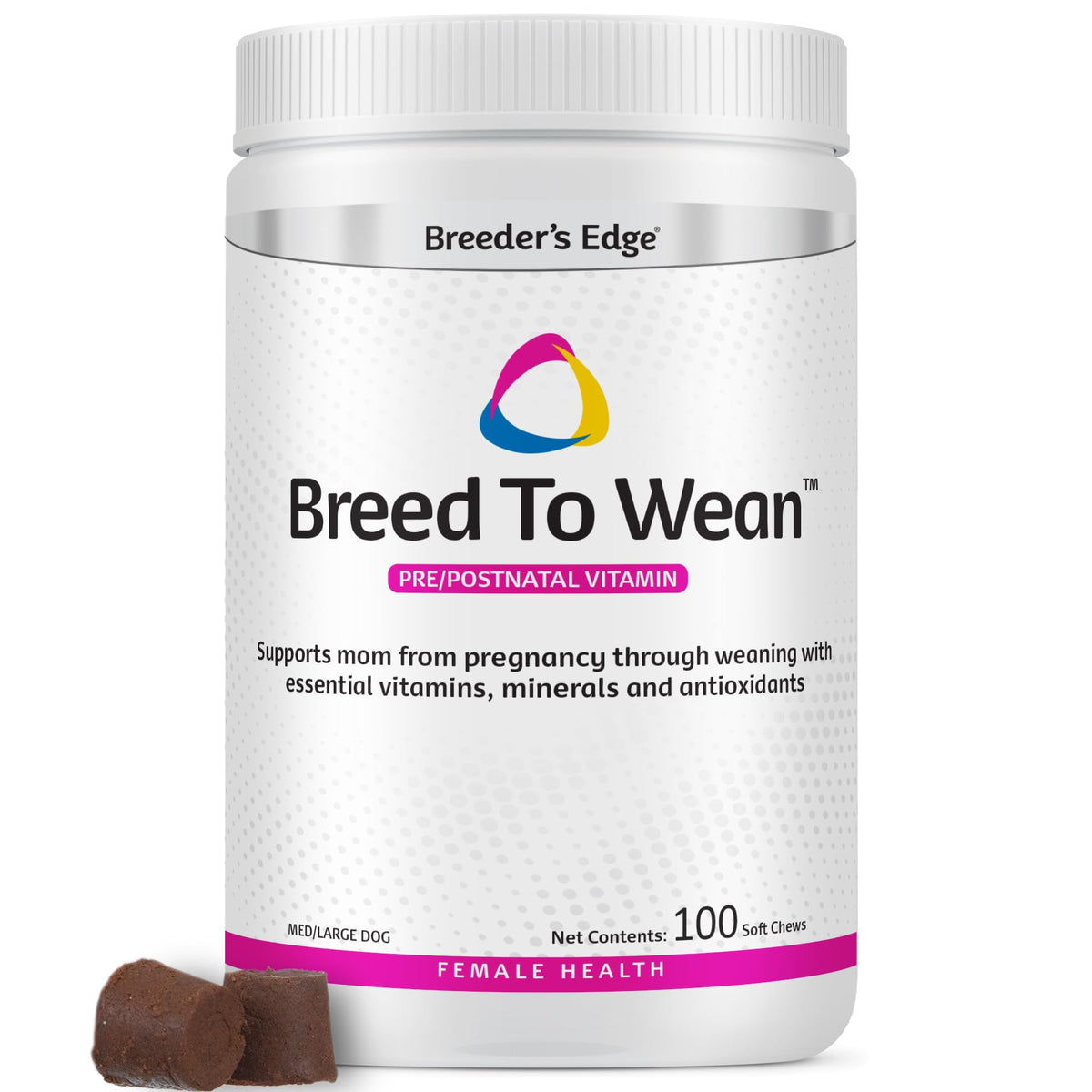 Breeder's Edge – Bouteille et etiquette, soutien nutritionnel pendant gestation et allaitement.