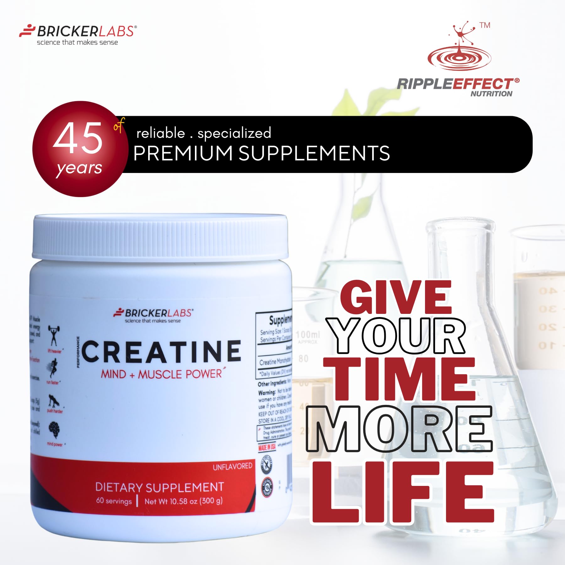Bricker Labs Creatine Monohydrate : utilisation pendant les séances pour soutenir l’effort.