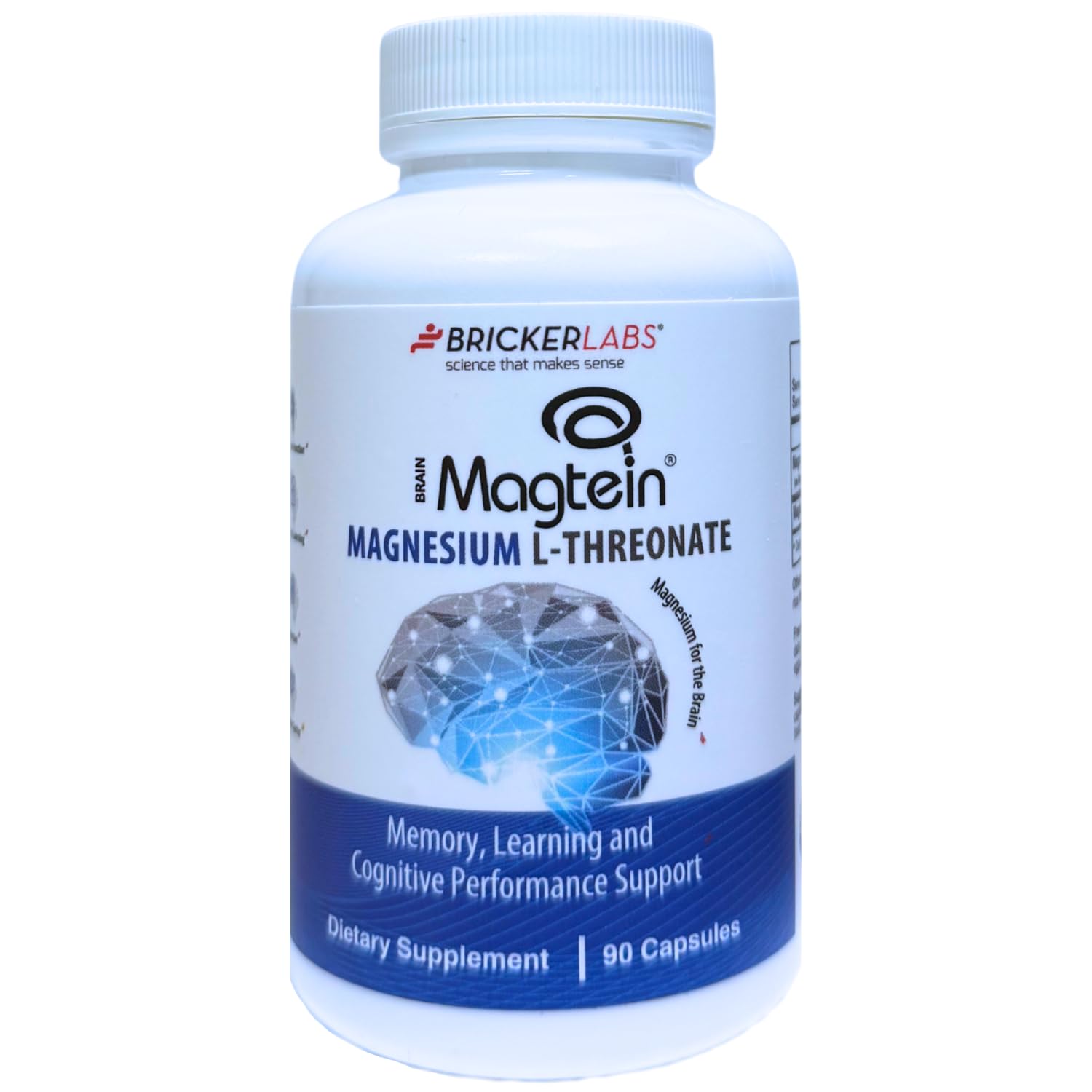 Bricker Labs Magtein – bouteille 90 capsules, soutien potentiel à la concentration.