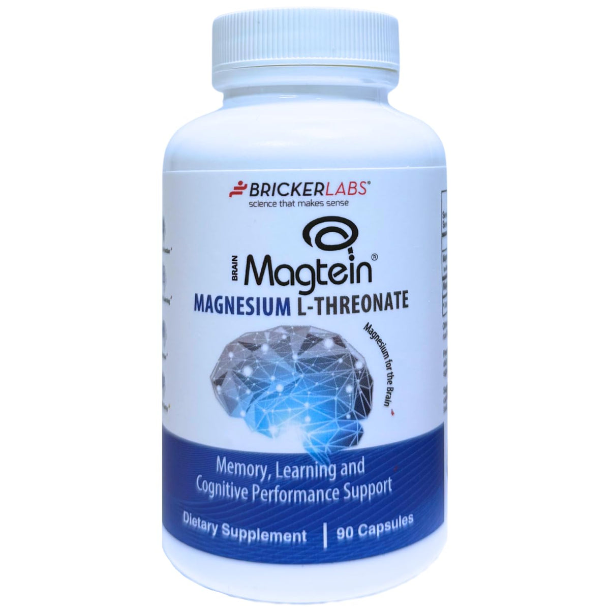 Bricker Labs Magtein – bouteille 90 capsules, soutien potentiel à la concentration.
