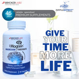 Capsules dans un verre d'eau Bricker Labs Magtein, usage rapide et pratique.