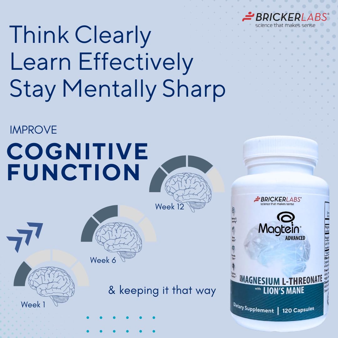 Bricker Labs Magtein Lionmane – dose quotidienne affichée sur l’étiquette.
