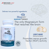 Bricker Labs Magtein Lionmane – étiquette lisible indiquant ingrédients et dosage.