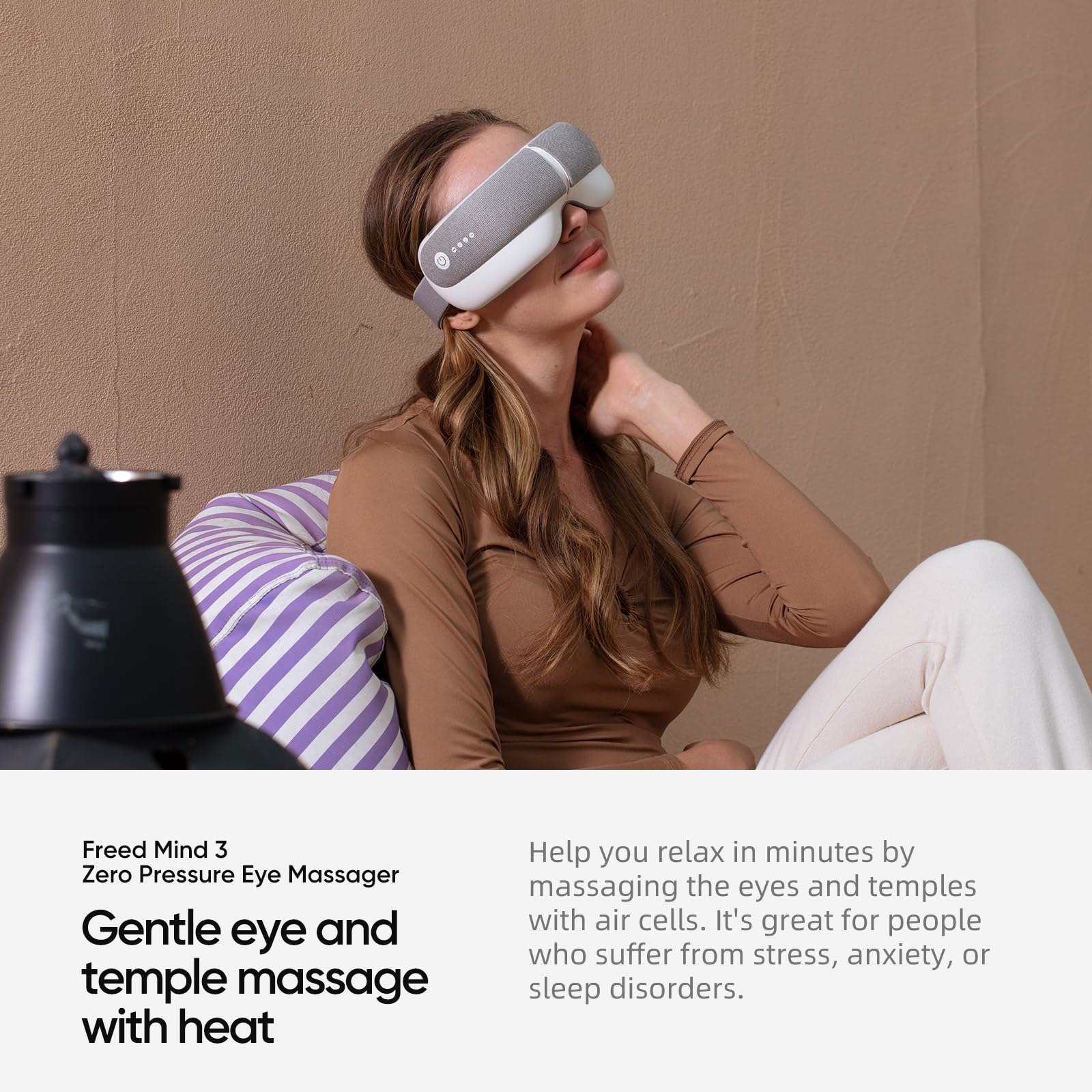 Bridigi masseur yeux avec airbags tridimensionnels apaise les contours.