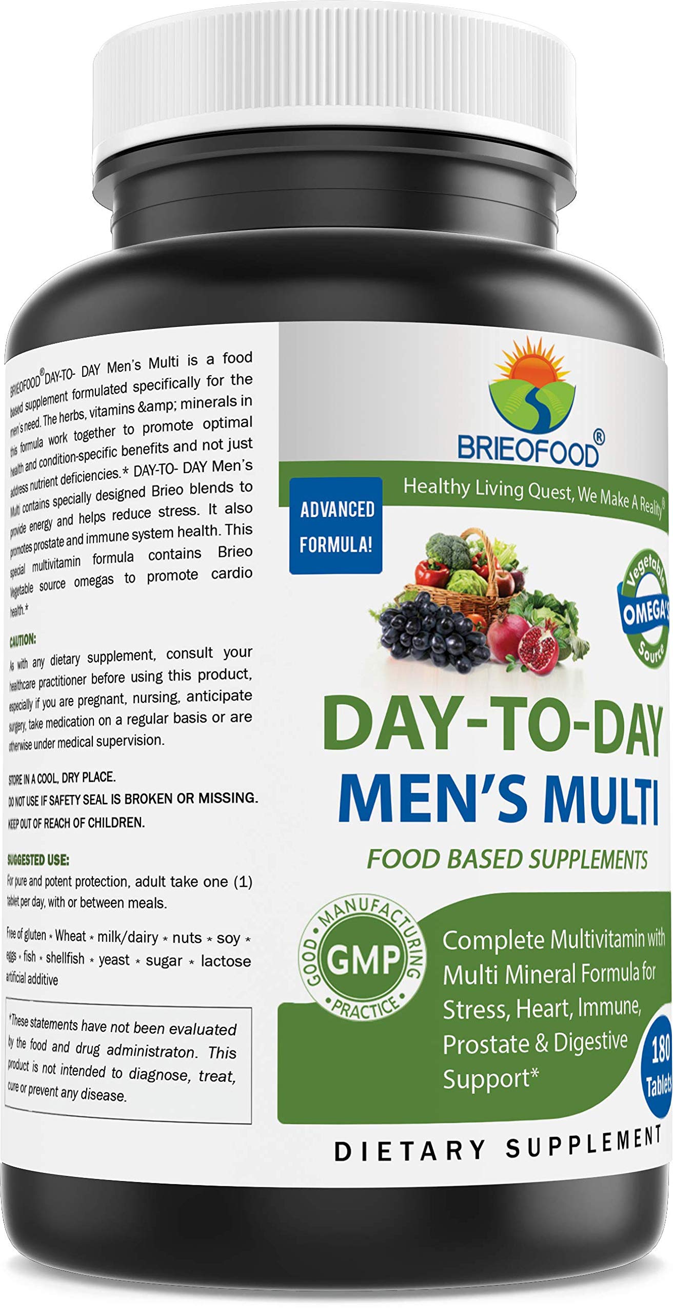 Brieofood Quotidien Homme — flacon et ingrédients soutenant la digestion.