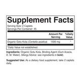 Étiquette des ingrédients Brieofood Gotu Kola biologique