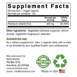 Brieofood Vitamine B2 400mg – capsules veggie prêtes à être intégrées à votre routine