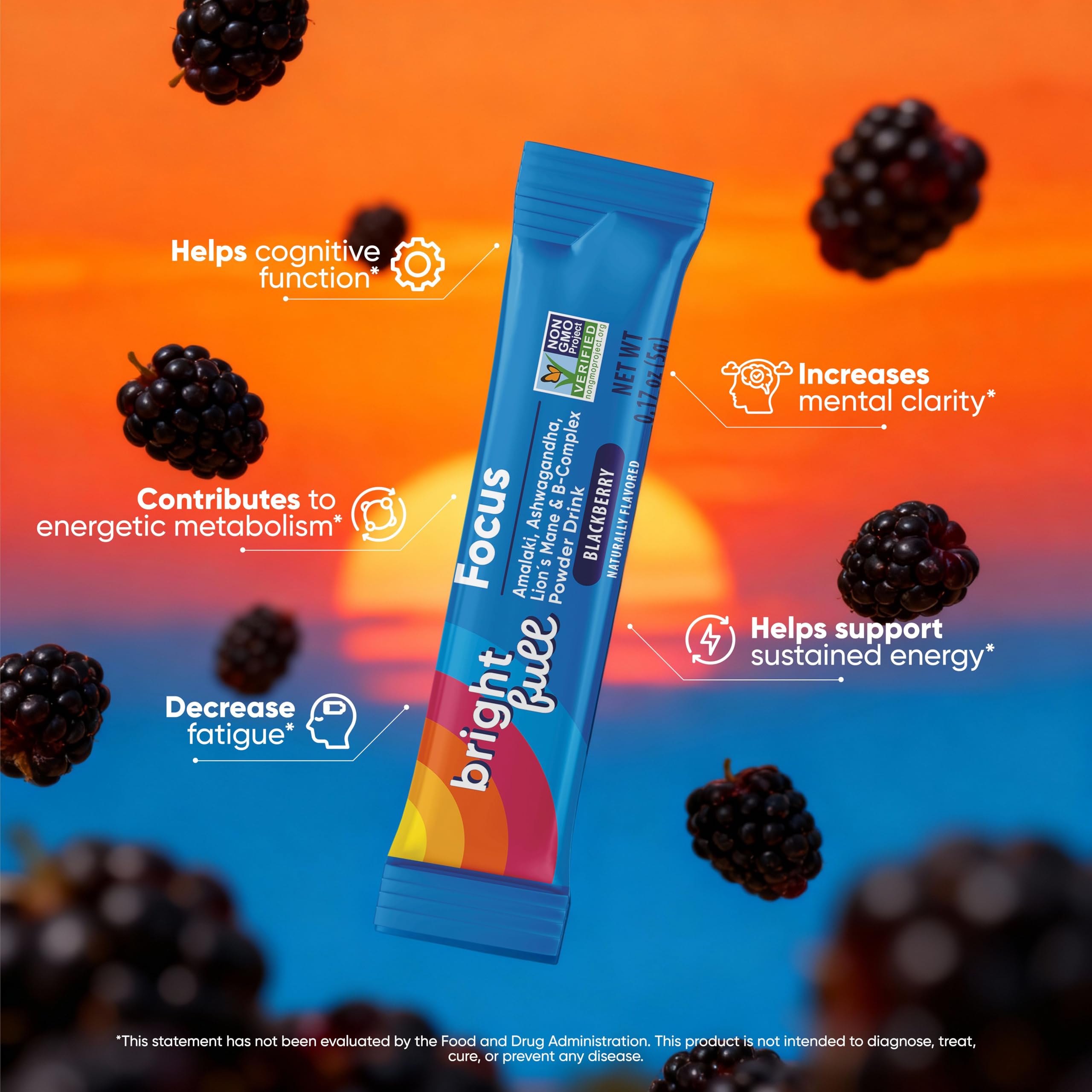 BRIGHTFULL Focus sachet individuel, pratique pour déplacements et routine quotidienne.