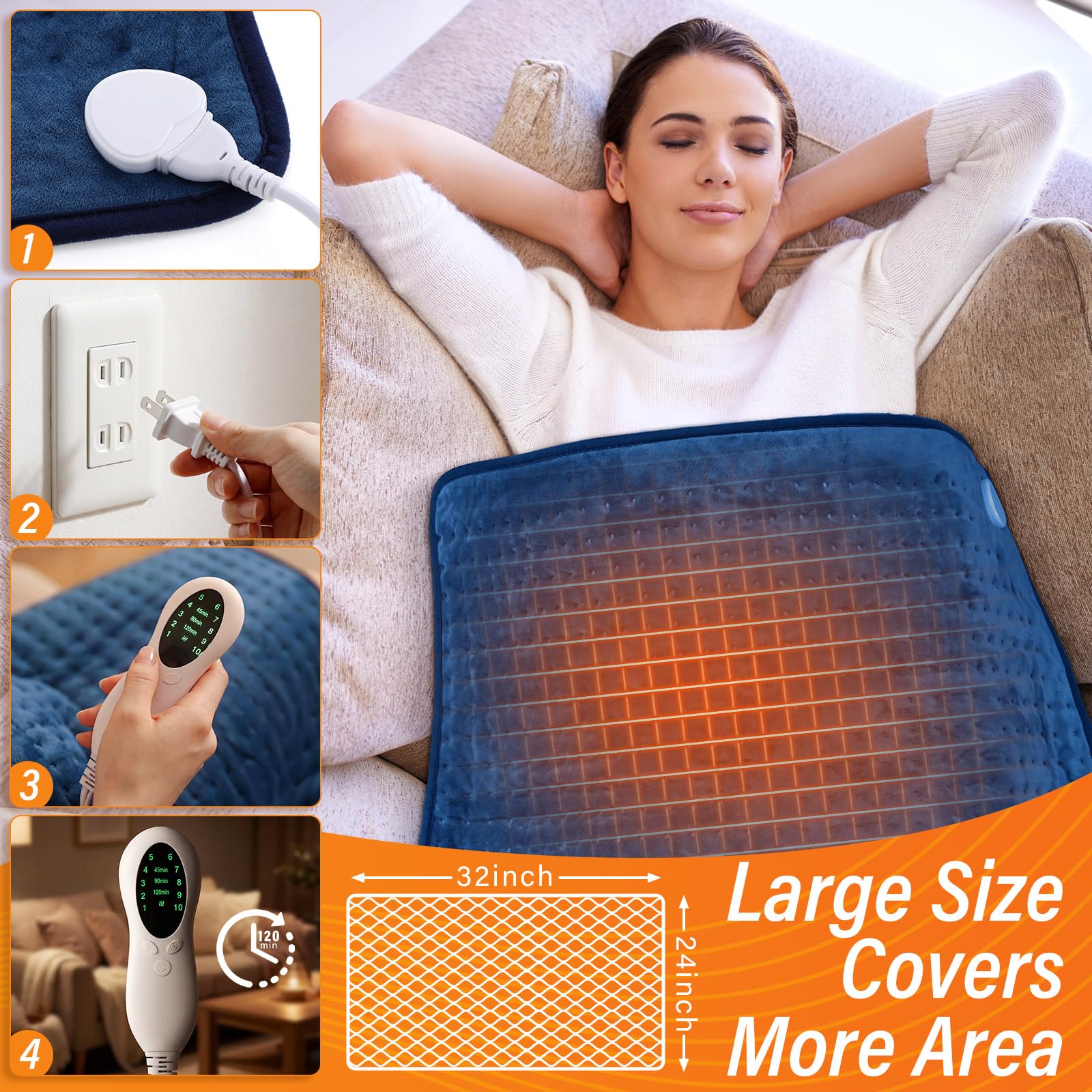 BrightRow tapis chauffant dos doux et confortable pour détendre les muscles.