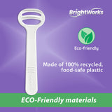 BrightWorks grattoir-langue design courbe avec prise ergonomique.