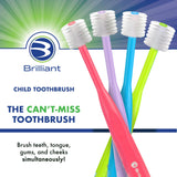 Brosse Brilliant pour enfants – brins doux rose, massage des gencives sensibles.