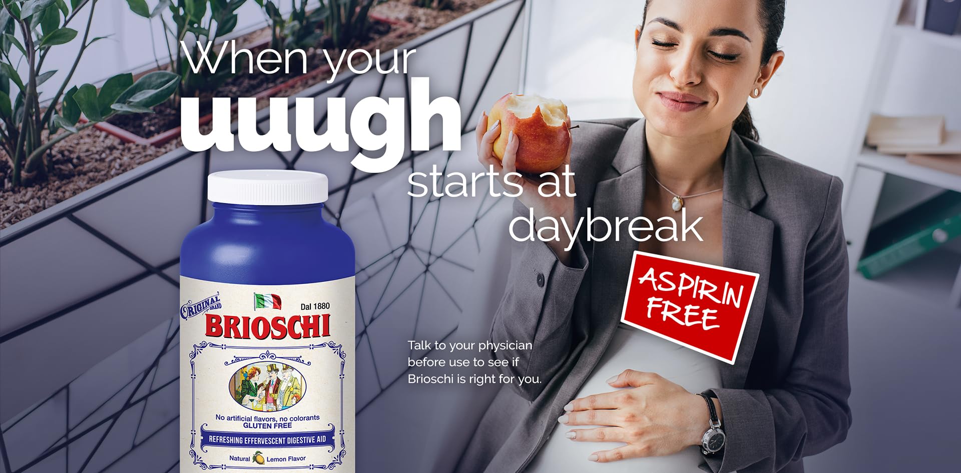 Brioschi Citron: bouchon et flacon clairement étiquetés pour dosage rapide