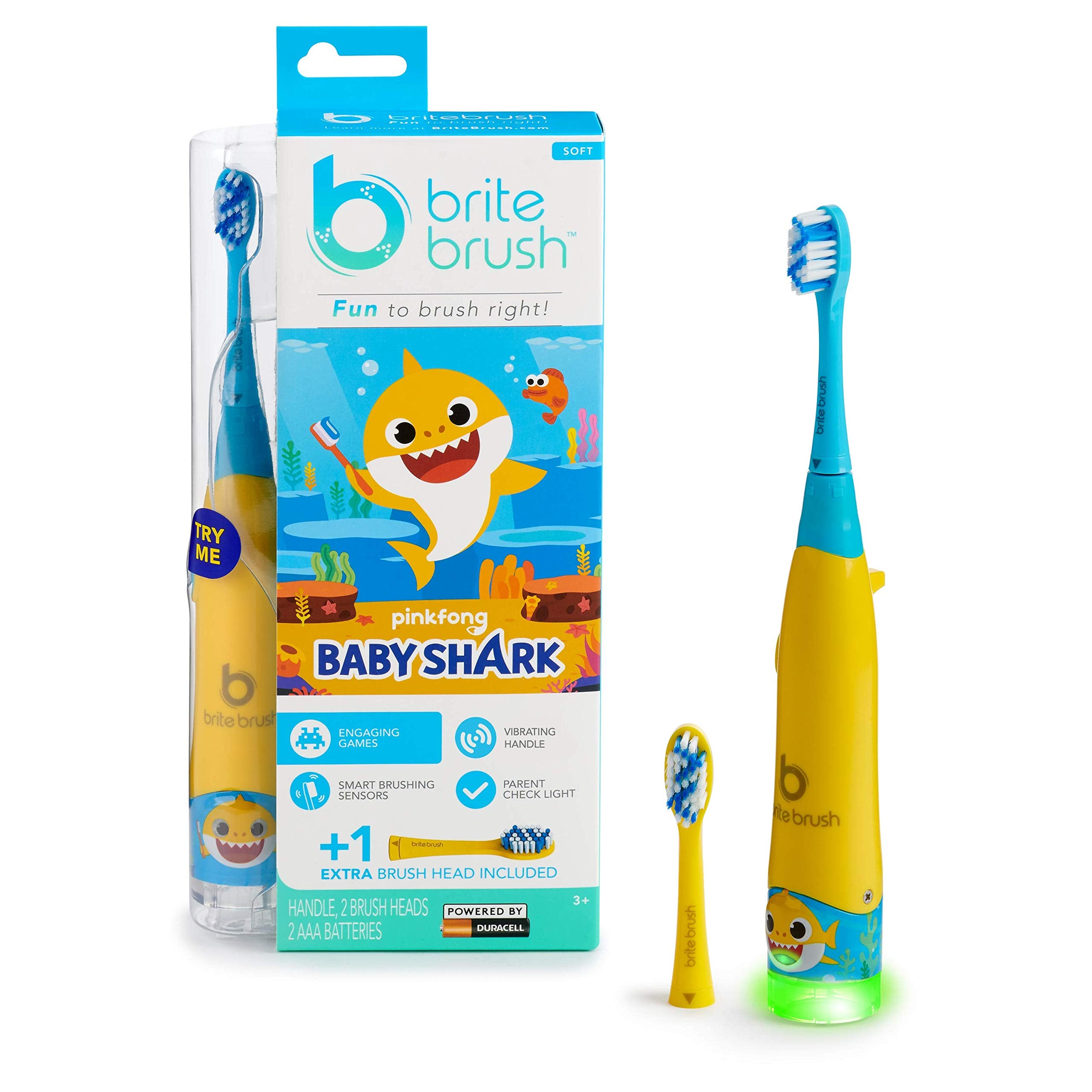 BriteBrush Baby Shark – brosse dent enfant, motivation ludique du brossage.