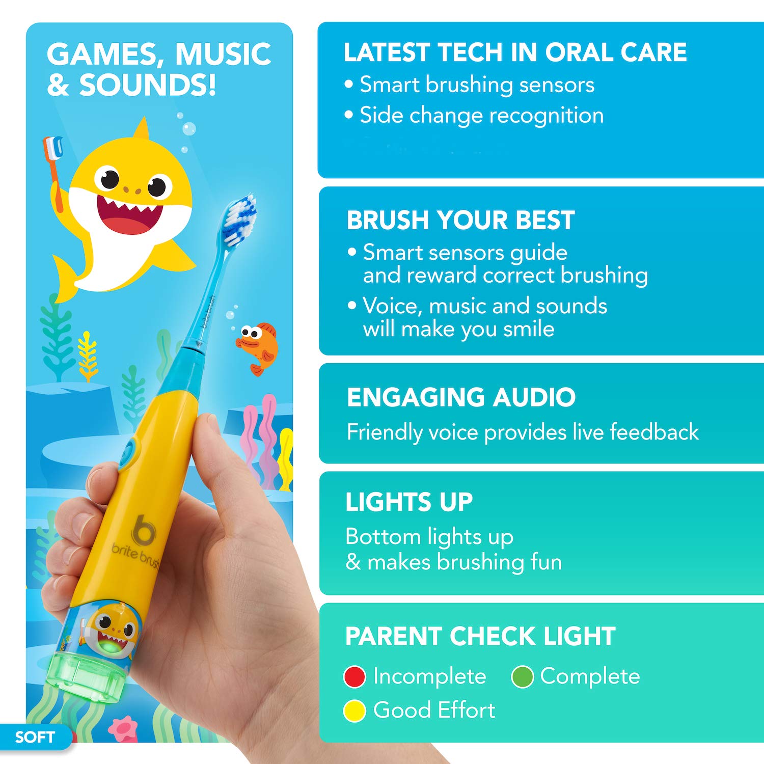 BriteBrush capteurs-brassage intelligent pour un guidage précis.