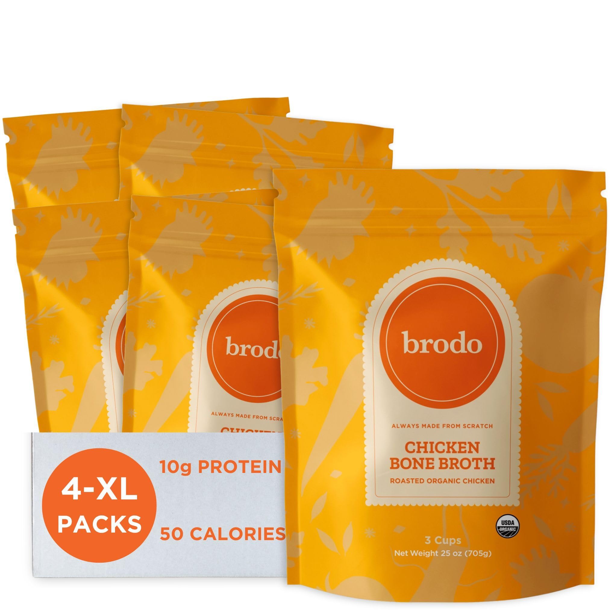Brodo bouillon d'os de poulet bio — flacon prêt à déguster chaud.