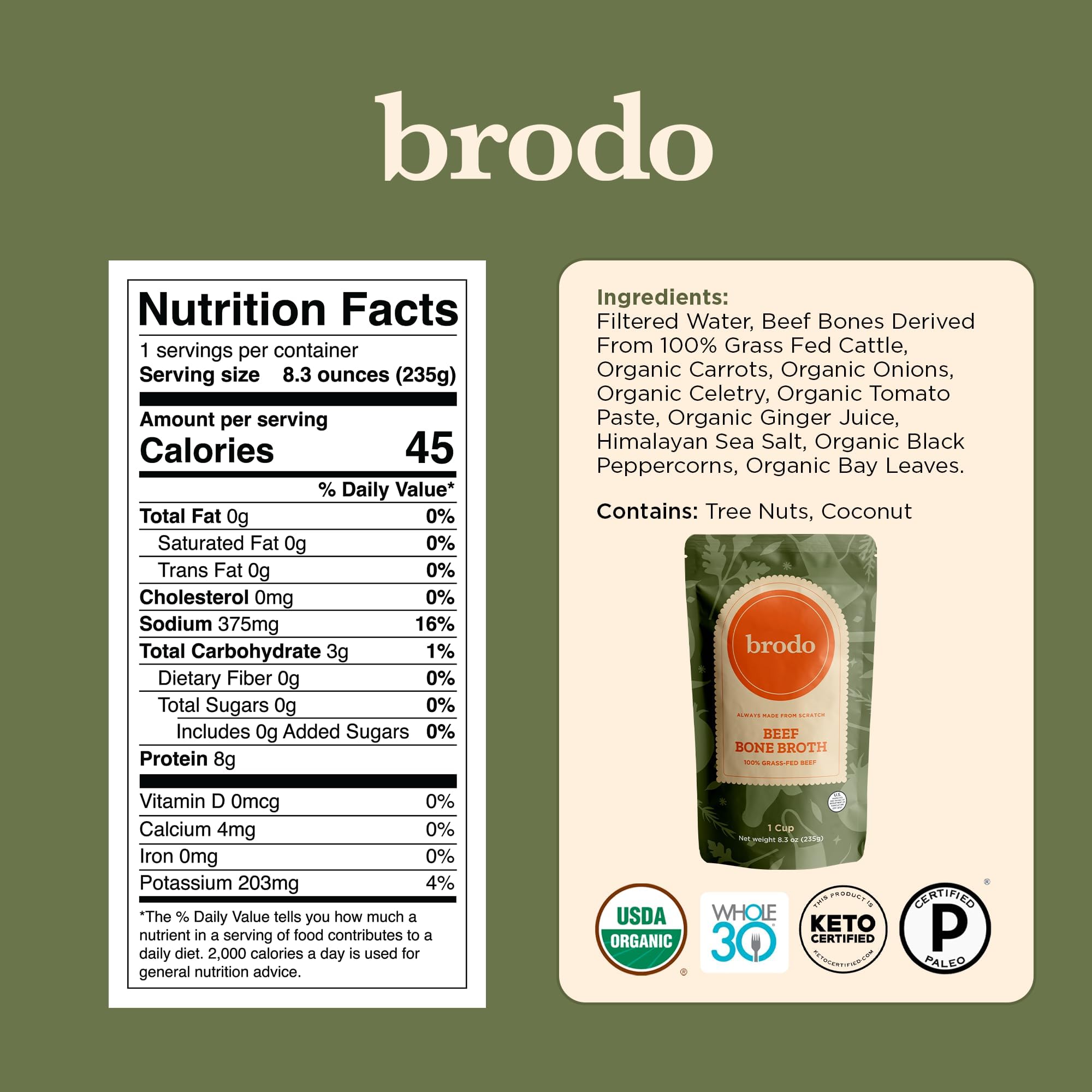 Brodo ingrédients frais et herbes, bouillon clair sans additifs.