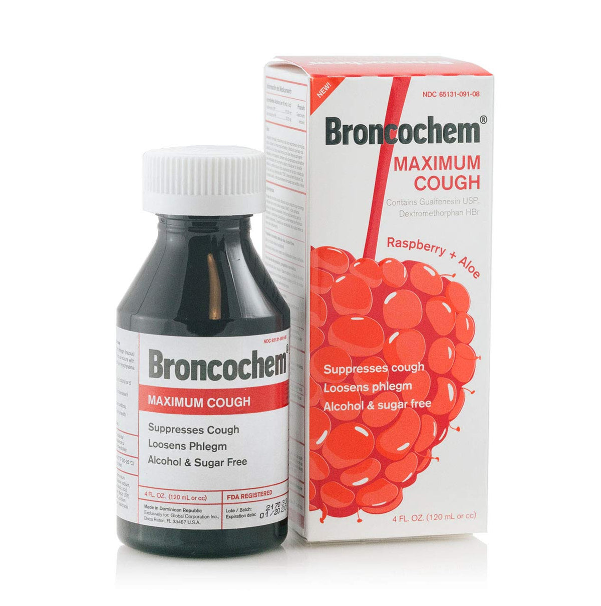 Broncochem Maximum Toux, bouteille 4 oz, soulagement potentiel de la toux lors des déplacements.