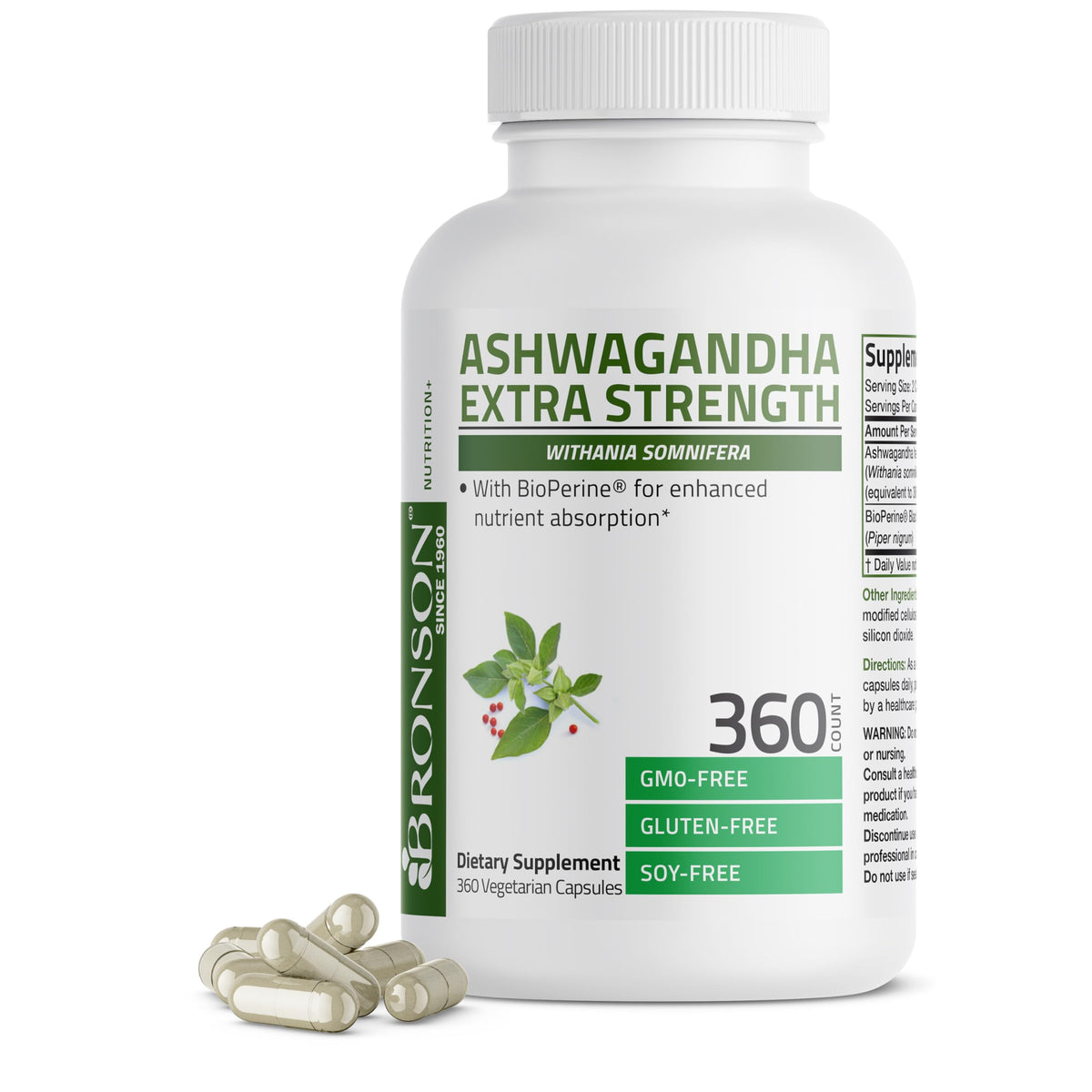 Bronson Ashwagandha Extra Strength, bouteille prête pour votre routine bien-être.