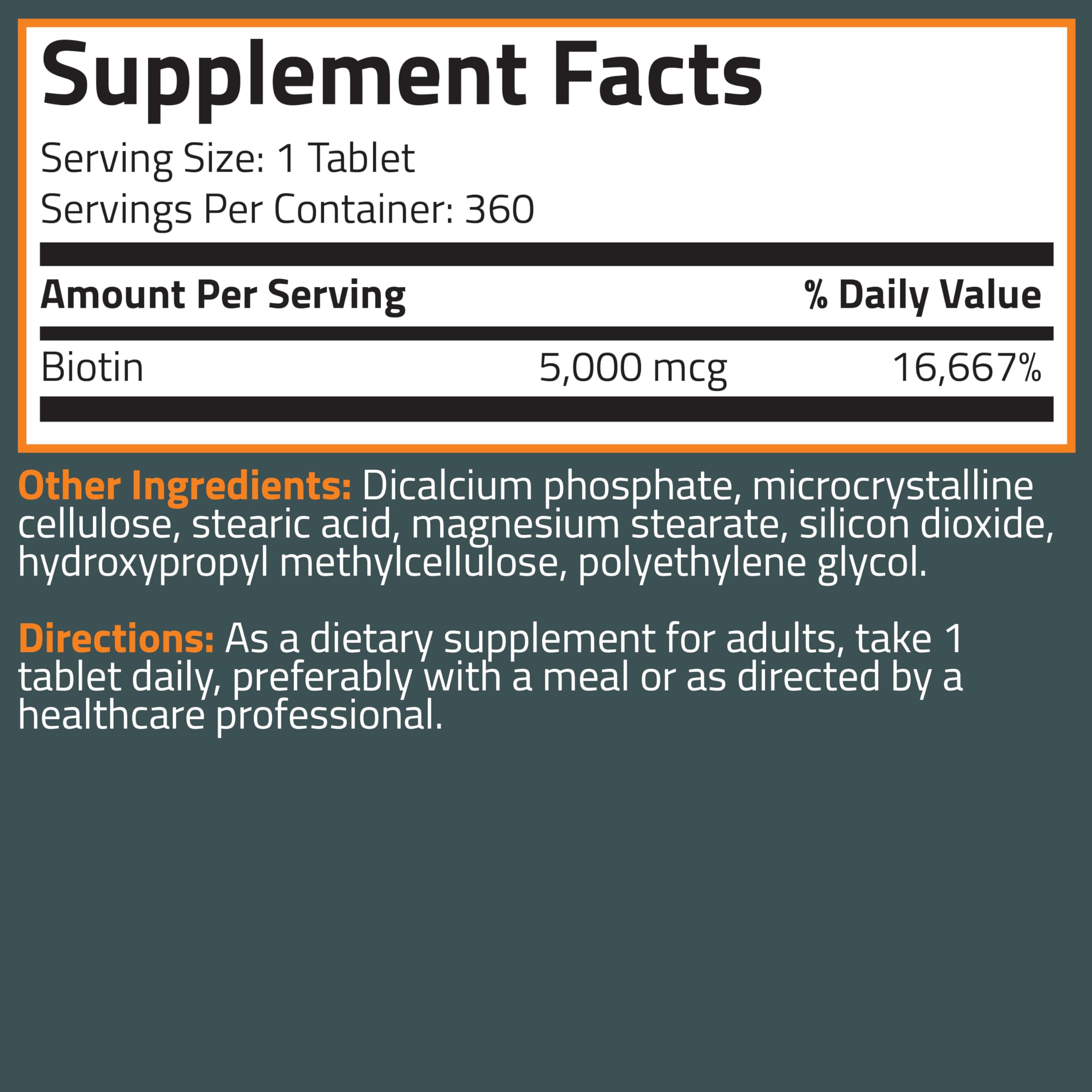 Bronson Biotine 5 000 mcg, précision dosage et formule sans OGM