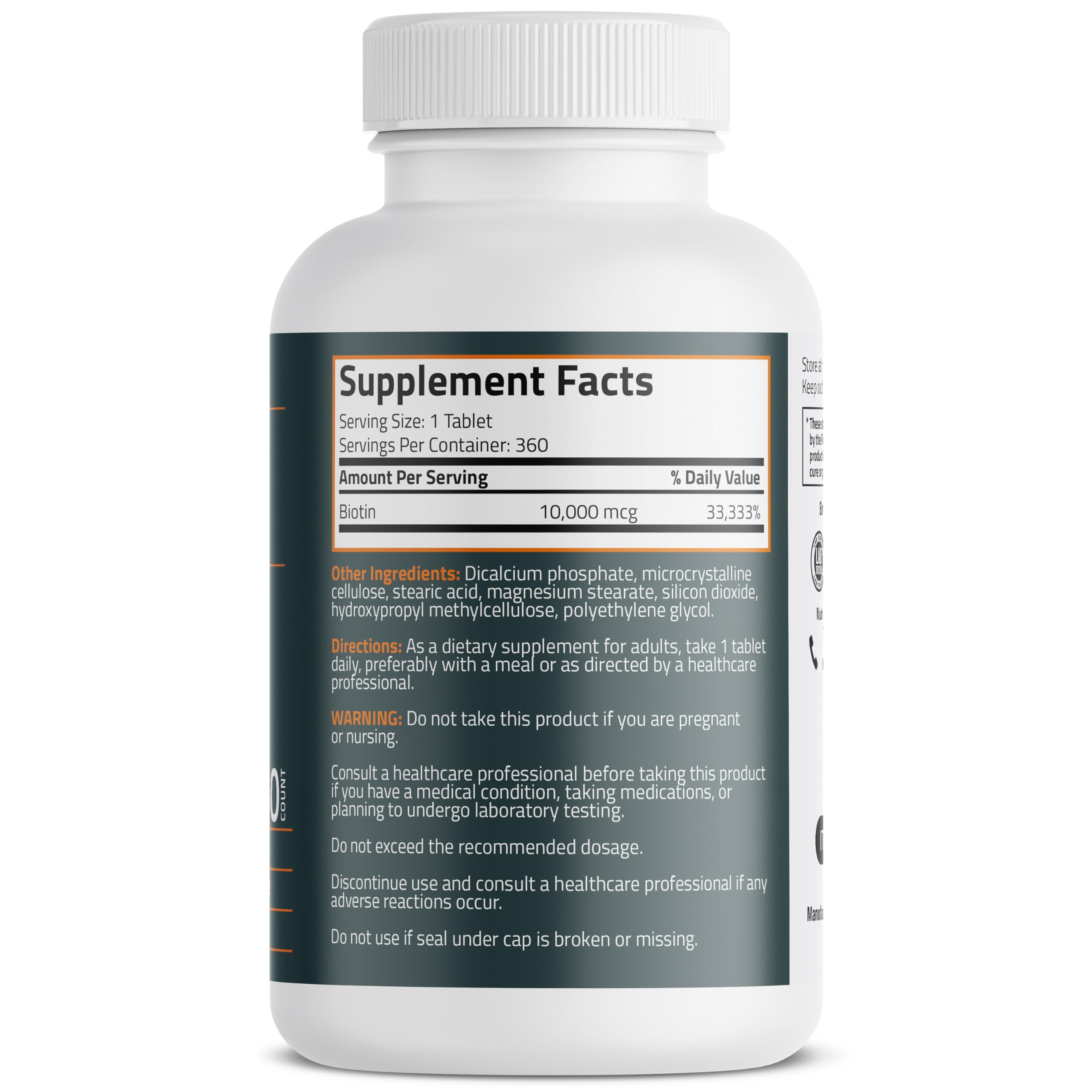 Bronson Biotin mini-tablette, format pratique pour l'apport quotidien.