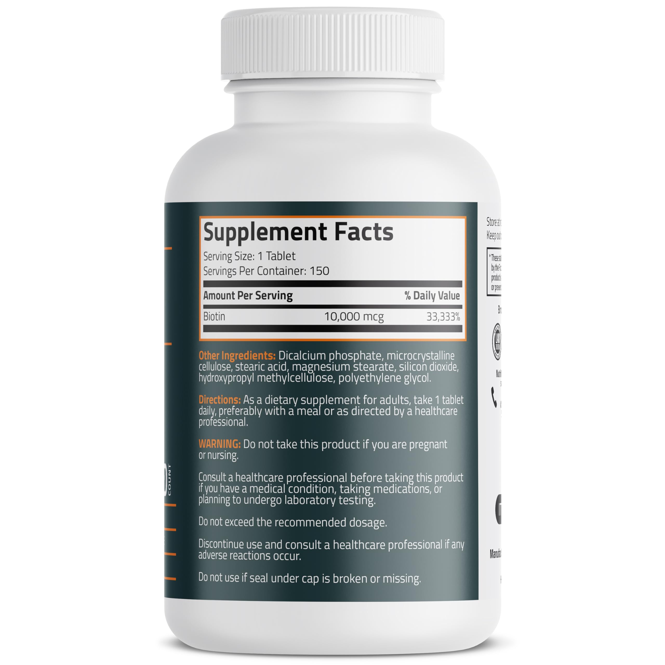 Bronson Biotine – emballage végétarien et formulation sans OGM ni gluten.