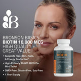 Bronson Biotine – tablettes mini-format, dosage élevé pour le quotidien.