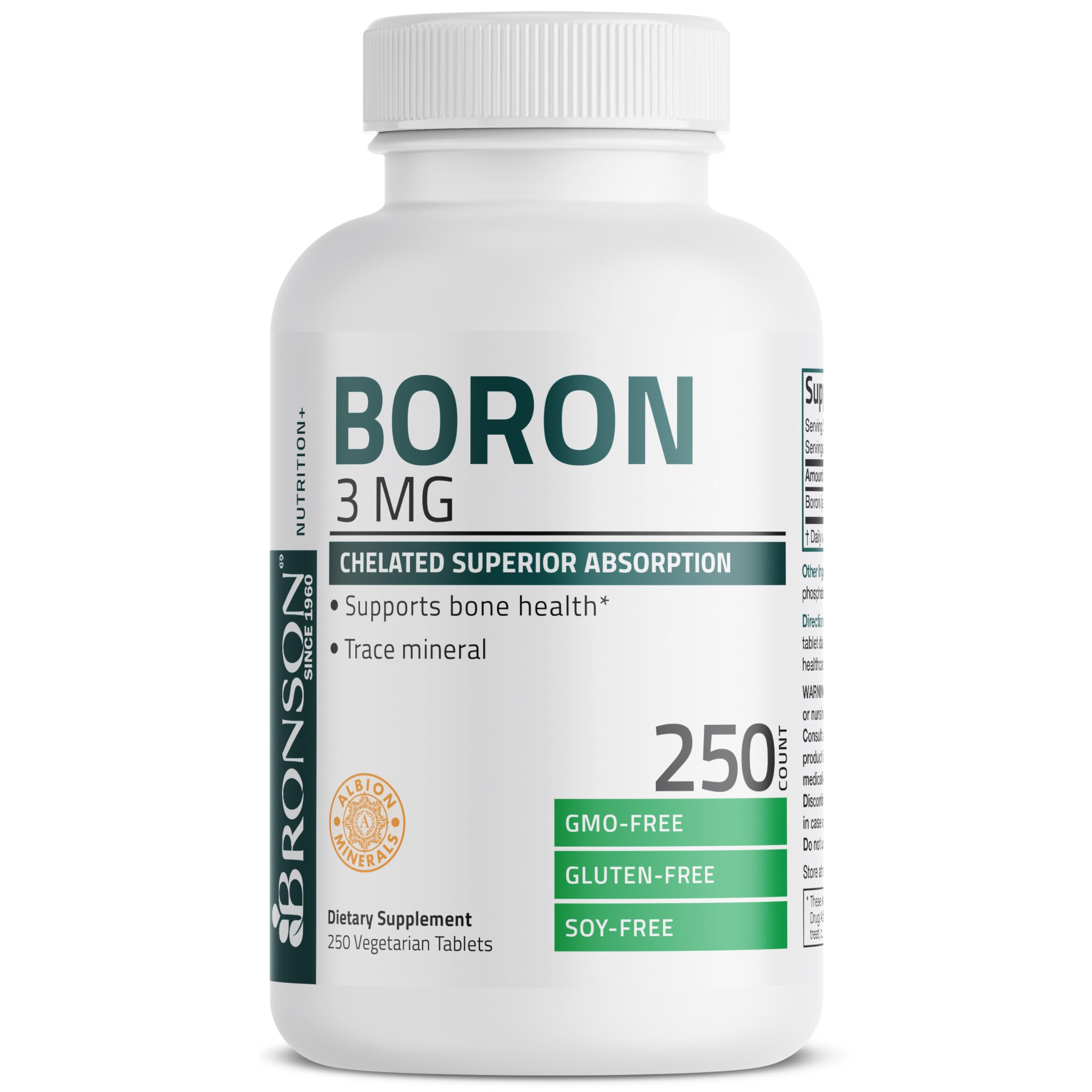 Bronson Boron 3 mg – étiquette avec le logo Albion et la mention chelate.