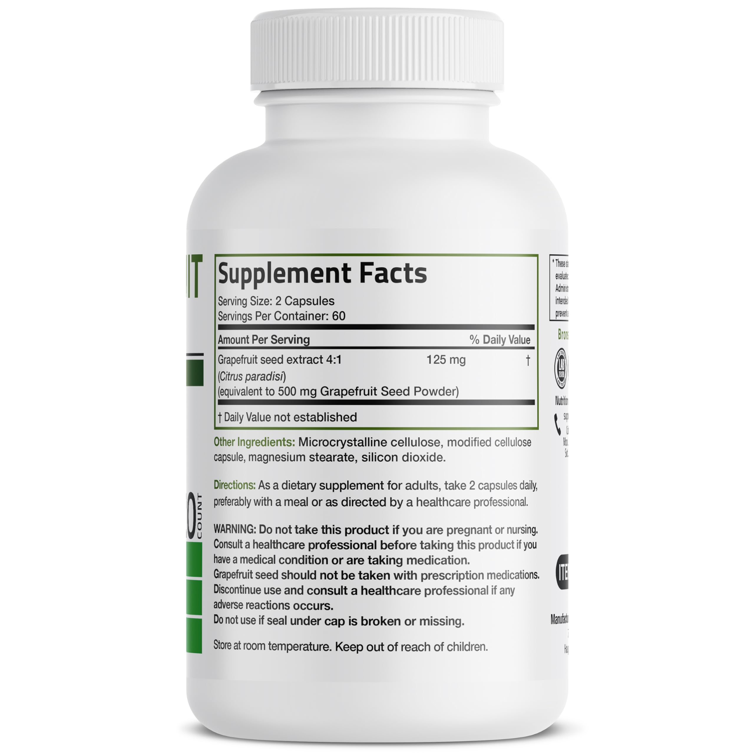 Bronson Capsules végétales dans la bouteille: utilisation quotidienne pour l'équilibre intestinal.