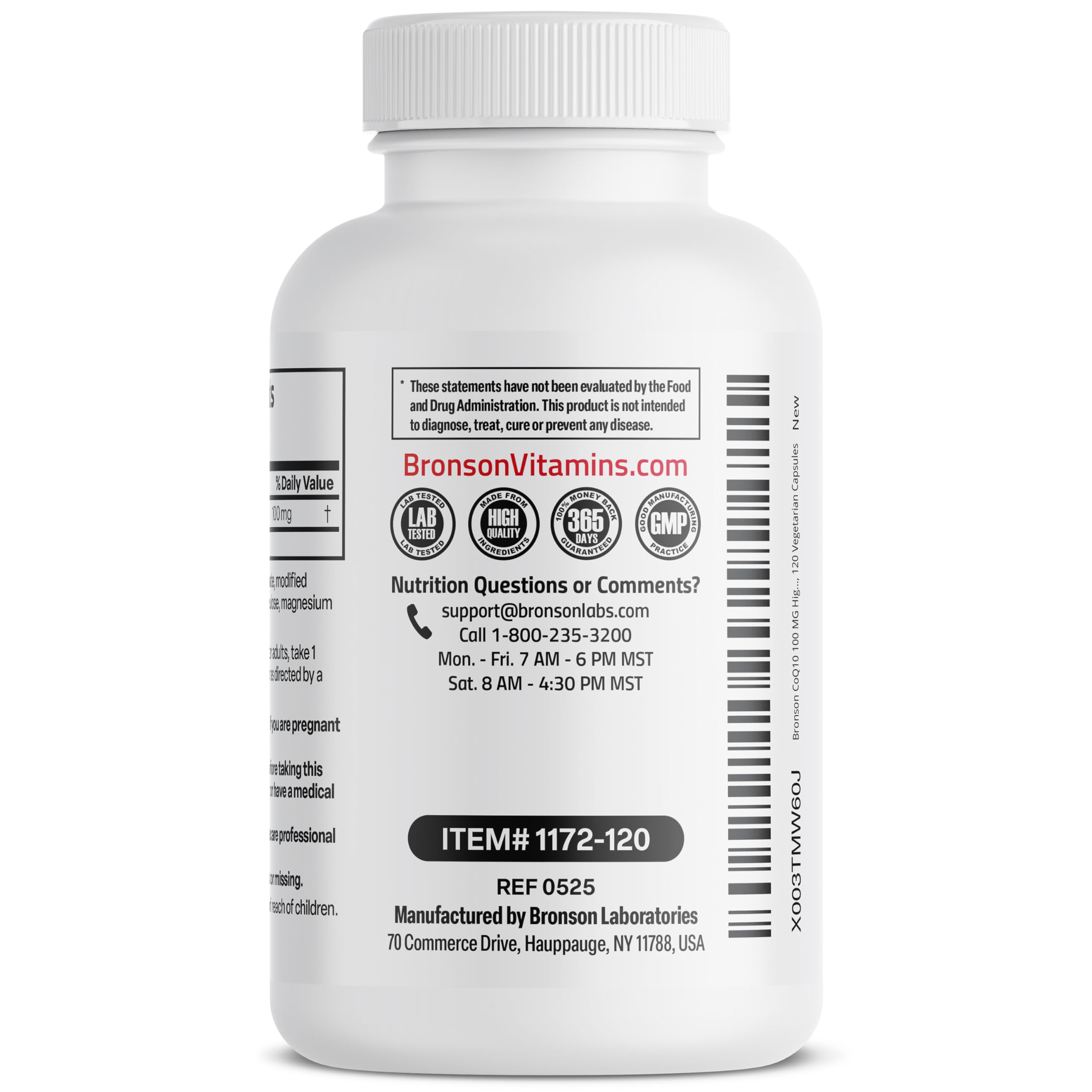 Contenu de 120 capsules Bronson CoQ10 pratique